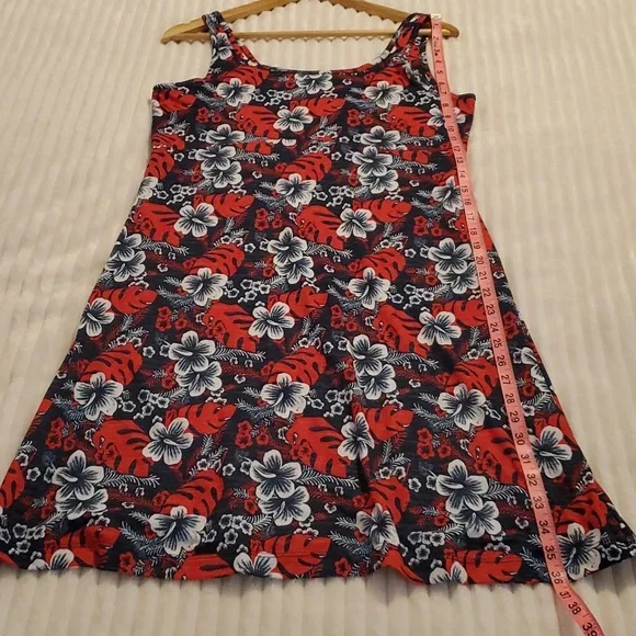 Columbia PFG Dress, Tropical Floral Patterns, Red, White & Blue, Size L - Picture 8 of 11